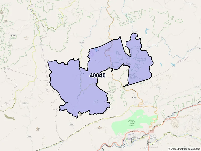 Map of ZIP Code 40840 — Helton, KY