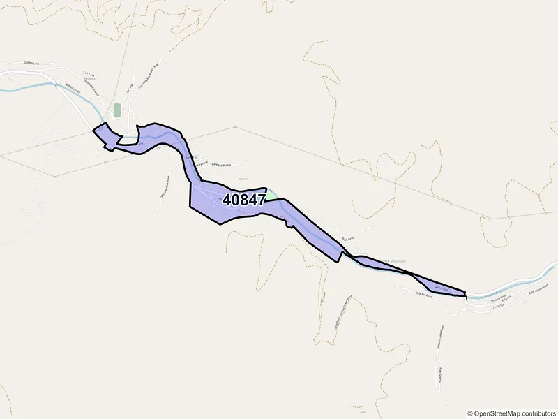 Map of Kenvir, Kentucky and ZIP codes