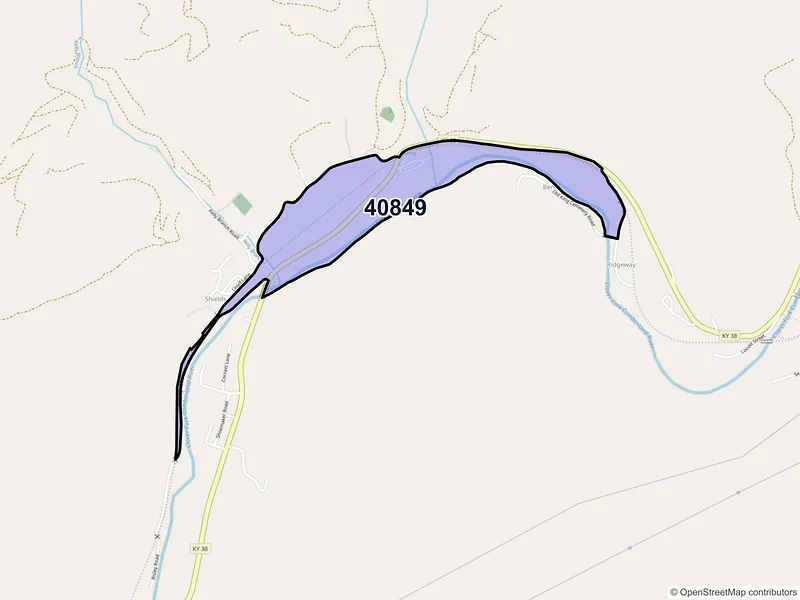 Map of Lejunior, Kentucky and ZIP codes