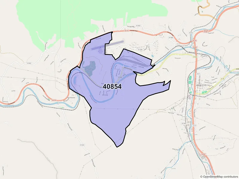 Map of Loyall, Kentucky and ZIP codes