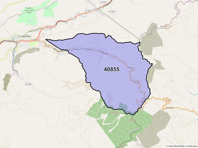 Map of Lynch, Kentucky and ZIP codes