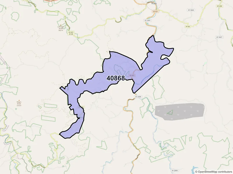 Map of ZIP Code 40868 — Stinnett, KY