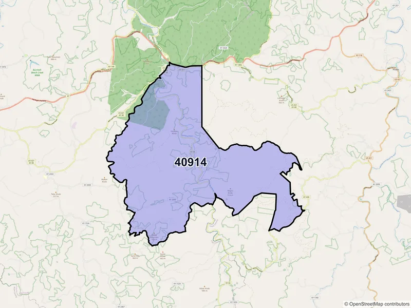 Map of ZIP Code 40914 — Big Creek, KY
