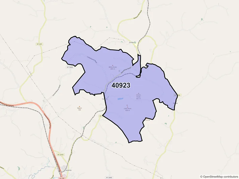 Map of ZIP Code 40923 — Cannon, KY