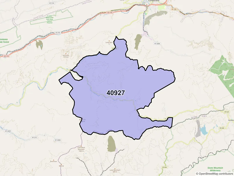 Map of Closplint, Kentucky and ZIP codes