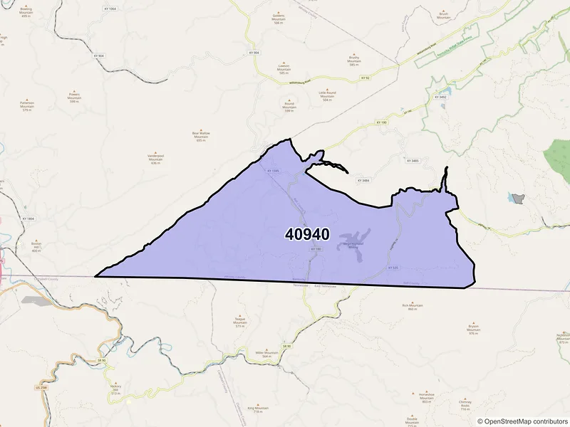 Map of ZIP Code 40940 — Frakes, KY