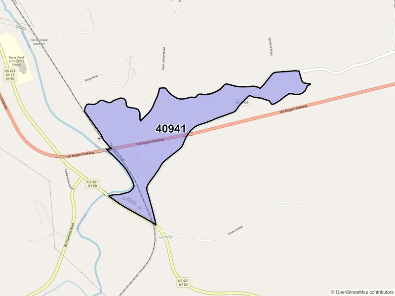 Map of Garrard, Kentucky and ZIP codes