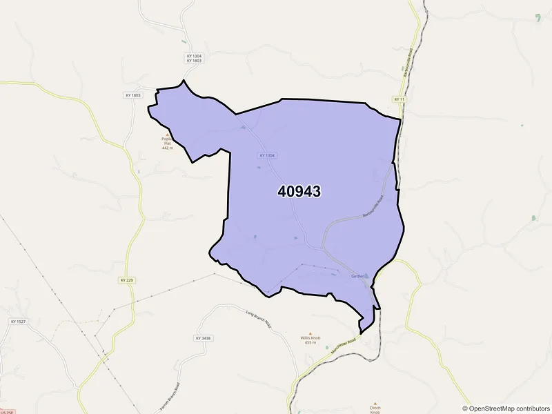 Map of ZIP Code 40943 — Girdler, KY