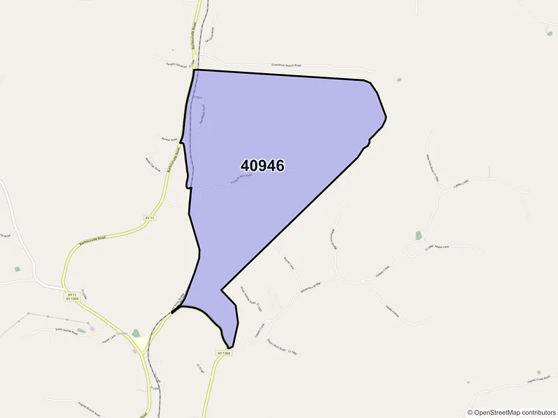Map of ZIP Code 40946 — Green Road, KY
