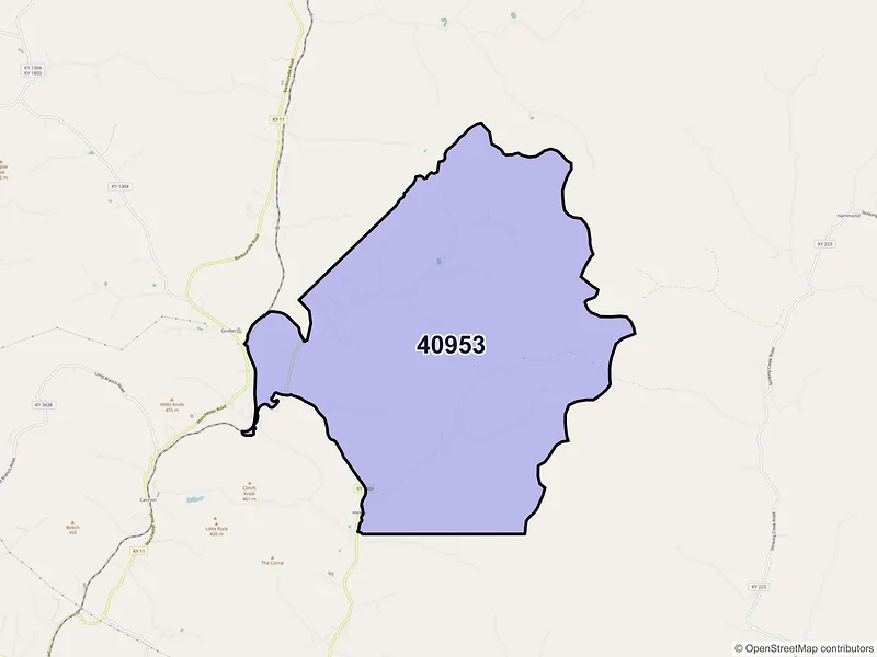 Map of ZIP Code 40953 — Hinkle, KY