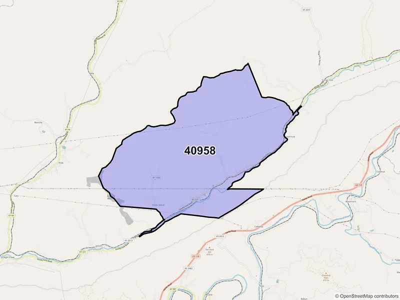 Map of ZIP Code 40958 — Kettle Island, KY