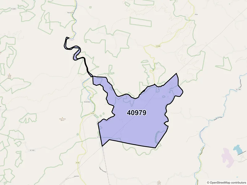 Map of ZIP Code 40979 — Roark, KY