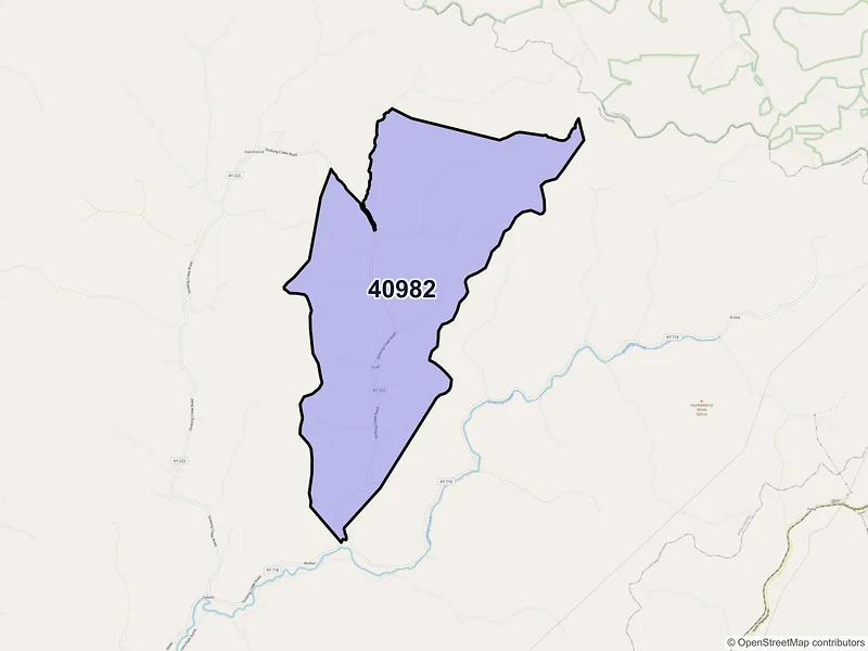 Map of ZIP Code 40982 — Scalf, KY
