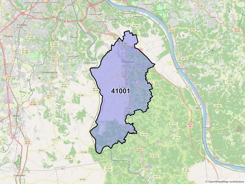 Map of ZIP Code 41001 — Alexandria, KY