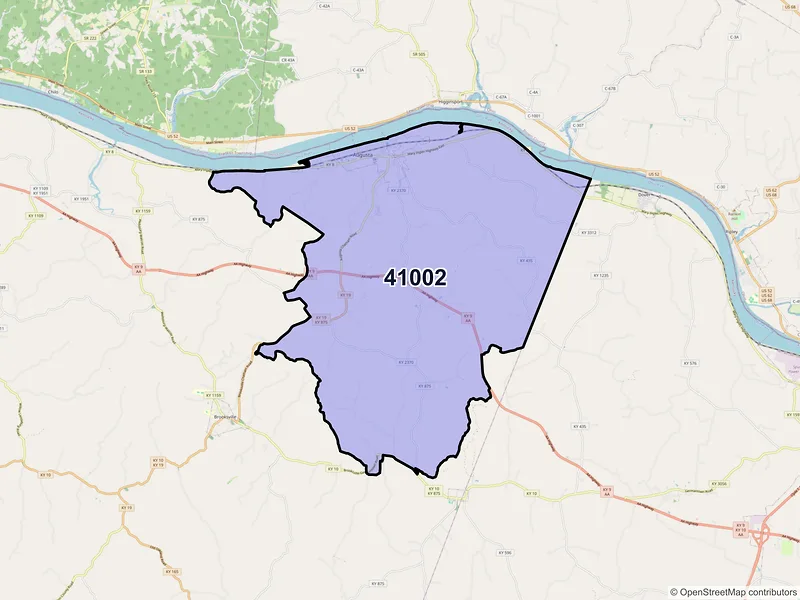 Map of ZIP Code 41002 — Augusta, KY
