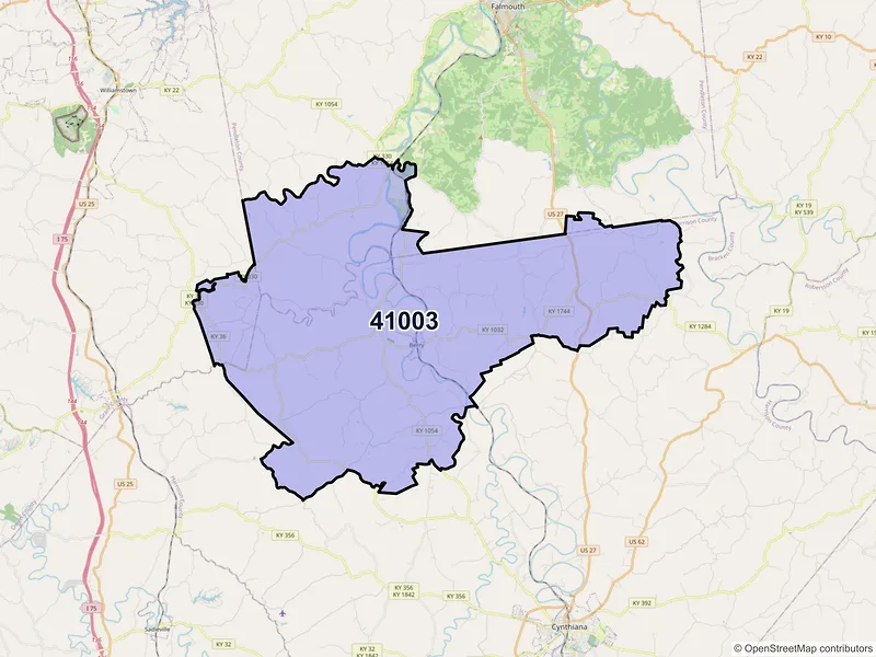 Map of ZIP Code 41003 — Berry, KY