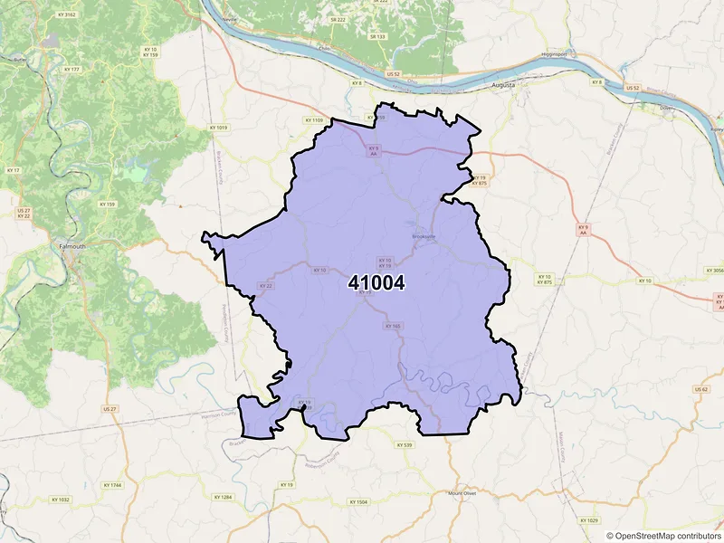 Map of ZIP Code 41004 — Brooksville, KY
