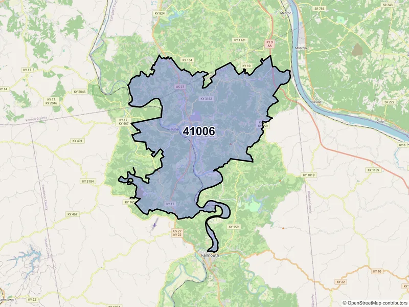 Map of ZIP Code 41006 — Butler, KY