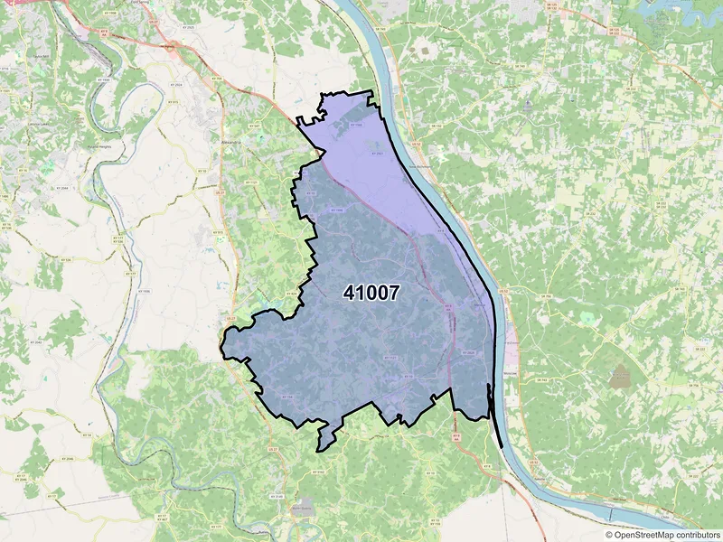 Map of ZIP Code 41007 — California, KY