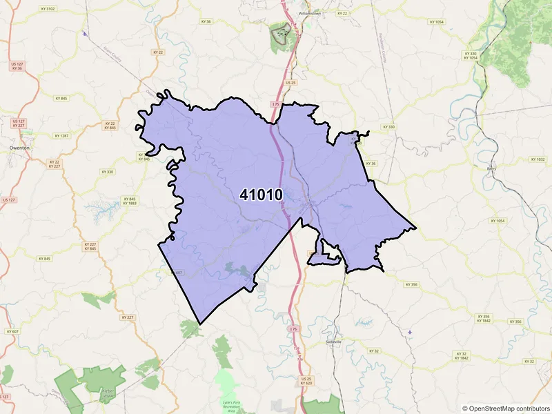 Map of Corinth, Kentucky and ZIP codes