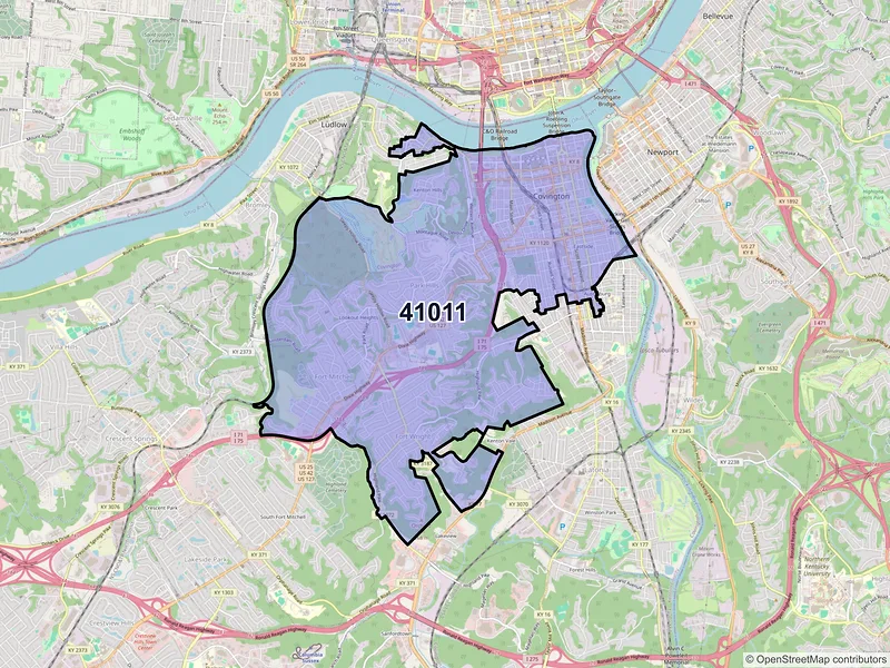 Map of ZIP Code 41011 — Covington, KY