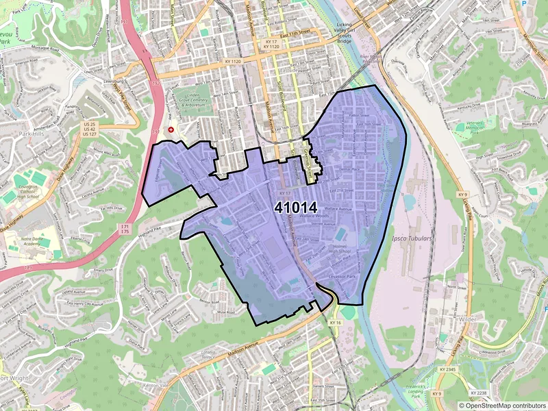 Map of ZIP Code 41014 — Covington, KY