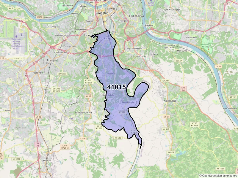 Map of ZIP Code 41015 — Latonia, KY