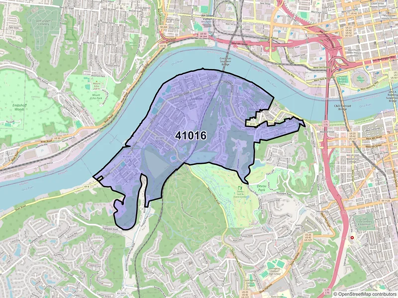 Map of ZIP Code 41016 — Covington, KY
