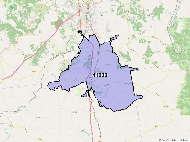 Map of ZIP Code 41030 — Crittenden, KY