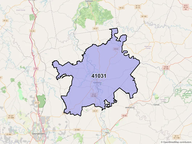 Map of ZIP Code 41031 — Cynthiana, KY