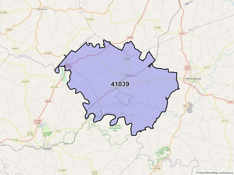 Map of ZIP Code 41039 — Ewing, KY