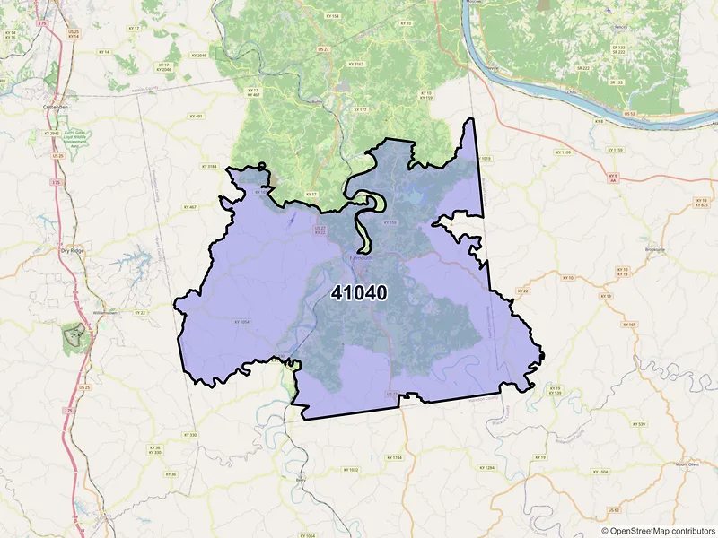 Map of ZIP Code 41040 — Falmouth, KY