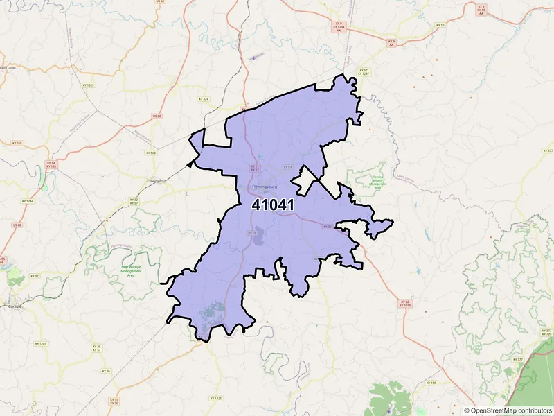 Map of ZIP Code 41041 — Flemingsburg, KY