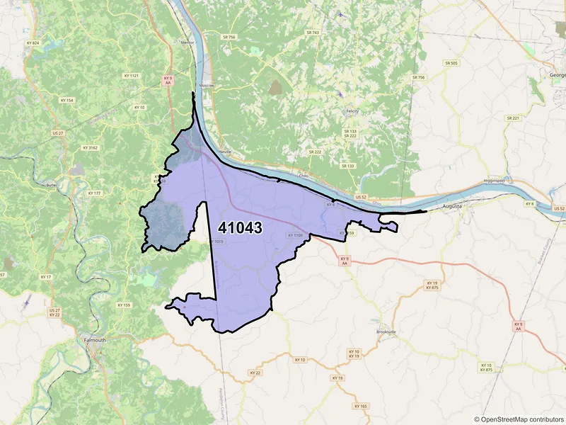 Map of ZIP Code 41043 — Foster, KY