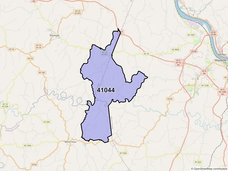 Map of ZIP Code 41044 — Germantown, KY