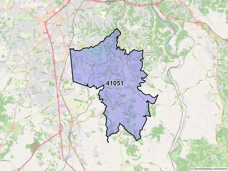 Map of ZIP Code 41051 — Independence, KY