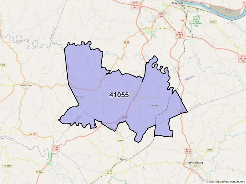 Map of ZIP Code 41055 — Mayslick, KY