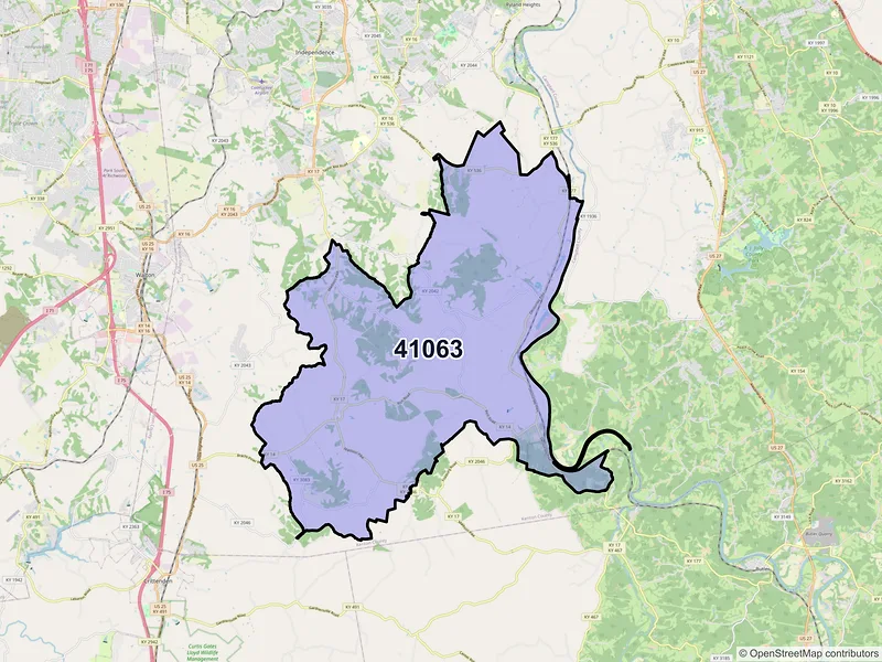 Map of Morning View, Kentucky and ZIP codes