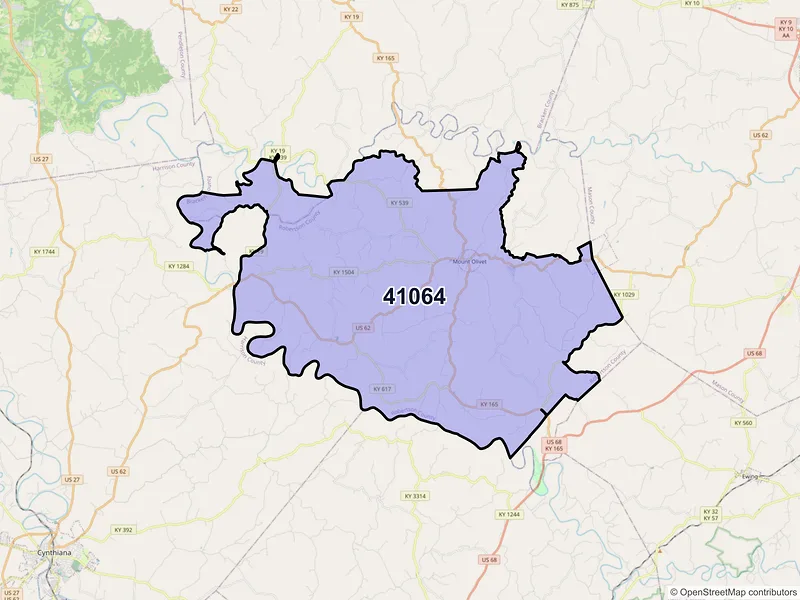 Map of ZIP Code 41064 — Mount Olivet, KY