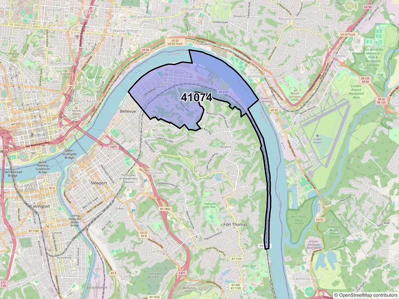 Map of ZIP Code 41074 — Dayton, KY
