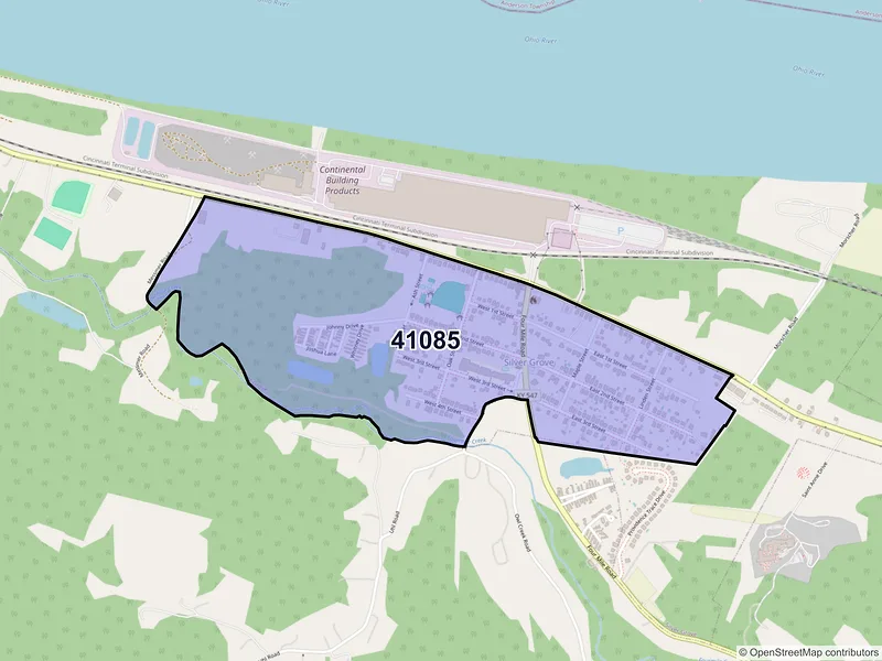 Map of Silver Grove, Kentucky and ZIP codes