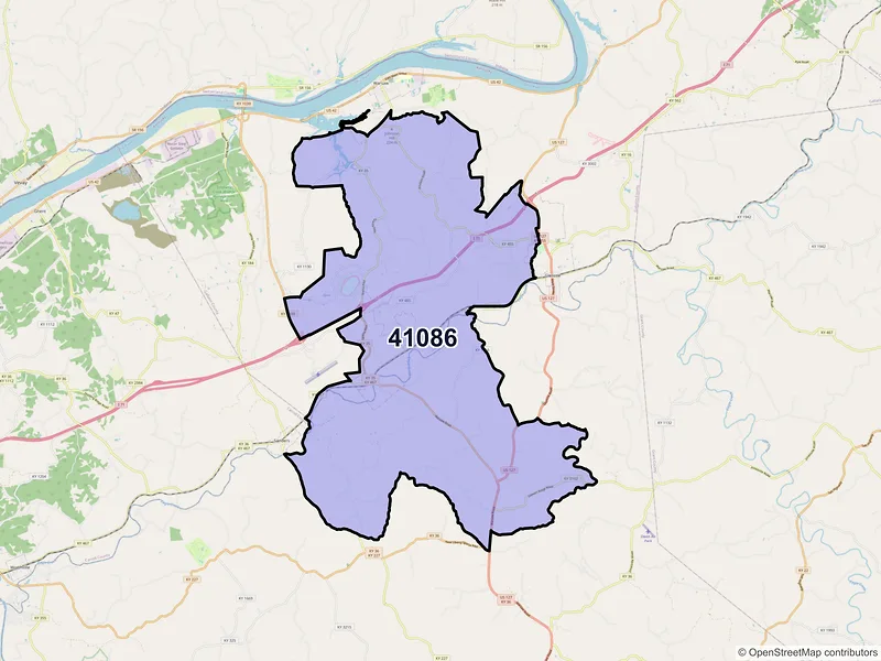 Map of ZIP Code 41086 — Sparta, KY