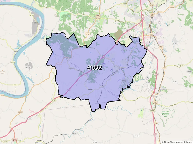 Map of ZIP Code 41092 — Verona, KY
