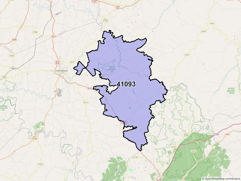 Map of ZIP Code 41093 — Wallingford, KY