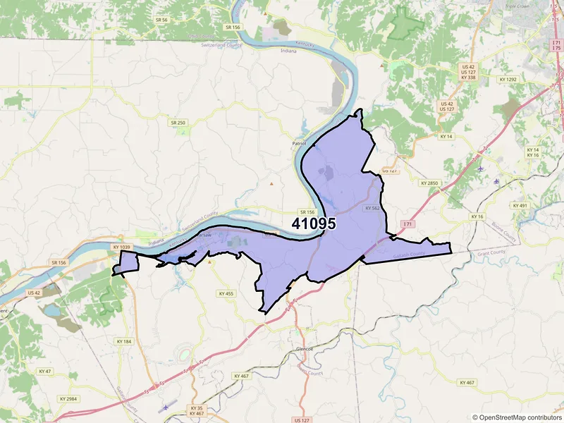 Map of ZIP Code 41095 — Warsaw, KY