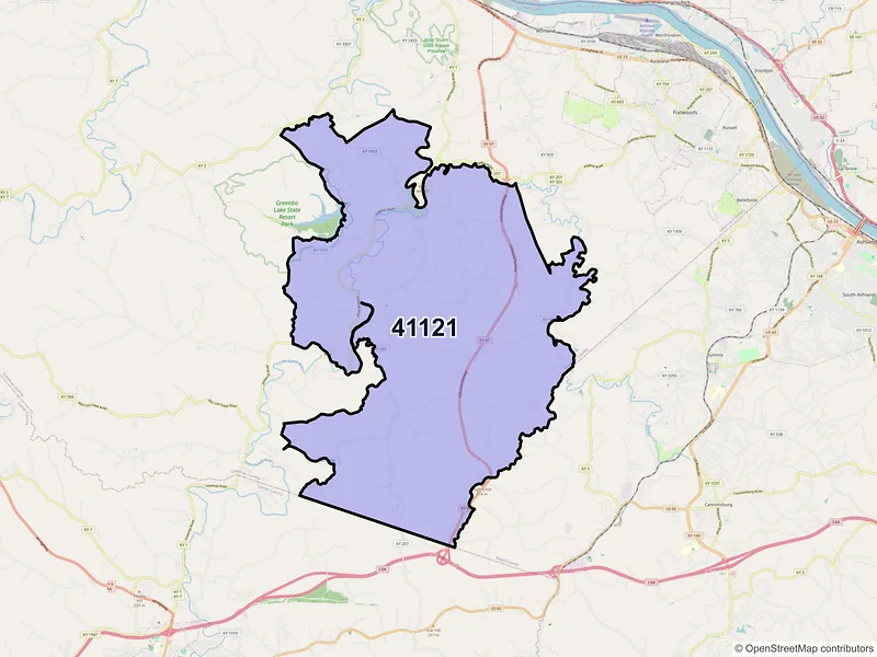 Map of ZIP Code 41121 — Argillite, KY