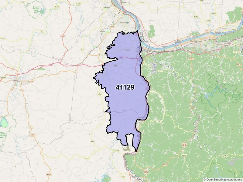 Map of Catlettsburg, Kentucky and ZIP codes