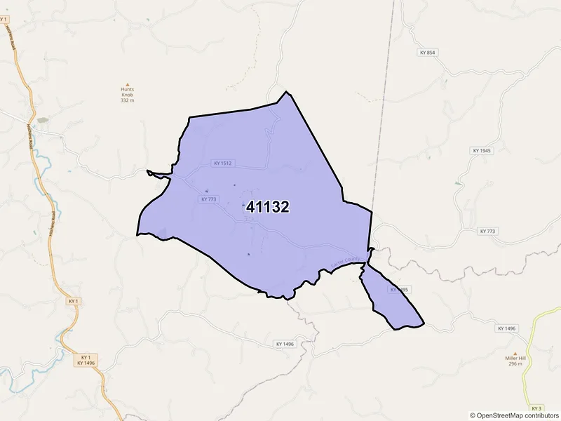 Map of ZIP Code 41132 — Denton, KY