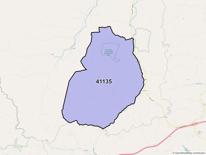 Map of ZIP Code 41135 — Emerson, KY