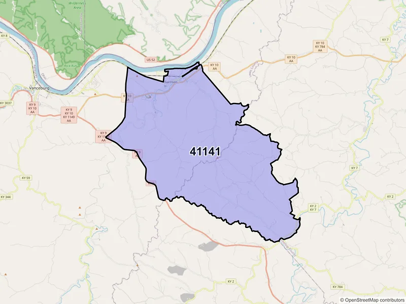 Map of ZIP Code 41141 — Garrison, KY